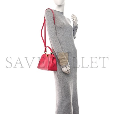 FENDI NAPPA STACKED BAR MINI PEEKABOO ICONIC SATCHEL LAMPONE (23*18*11cm) 
